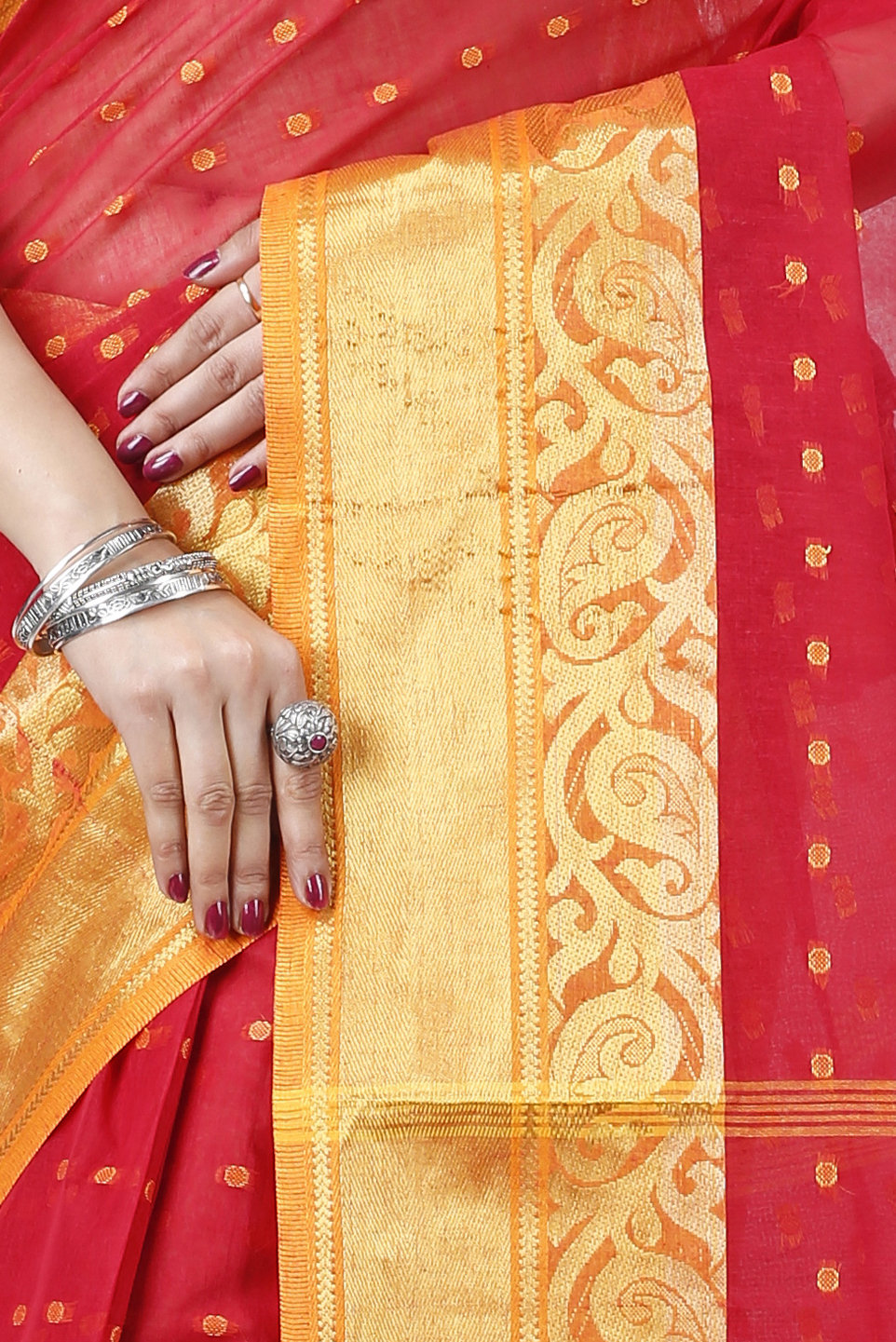 Red Pure Cotton Sachi Tant Saree (1026)